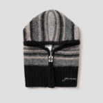 GANNI Striped Soft Wool Zip Balaclava - Ash