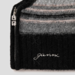 GANNI Striped Soft Wool Zip Balaclava - Ash