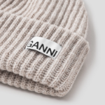 GANNI Structured Rib Beanie - Beige