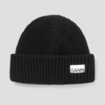 GANNI Structured Rib Beanie - Black