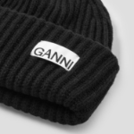 GANNI Structured Rib Beanie - Black