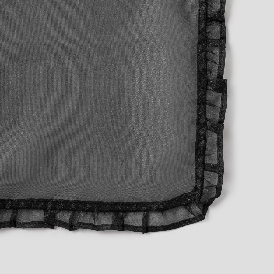 GANNI Silk Organza Frill Scarf - Black