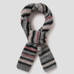 GANNI Striped Soft Wool Scarf - Ash