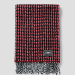 GANNI Check Mix Woven Scarf - Red