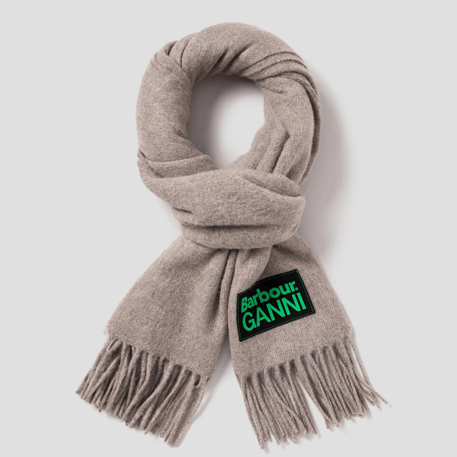GANNI Barbour Ganni Wool Scarf - Almond Milk