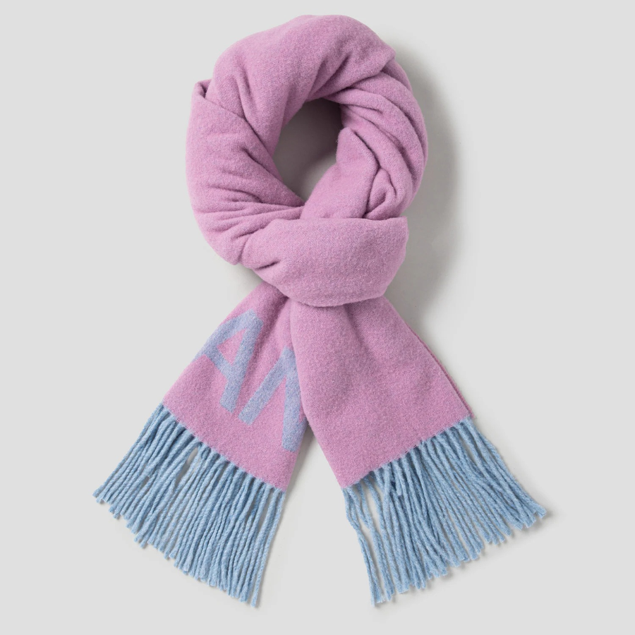 GANNI Fringed Wool Scarf - Light Pink