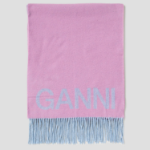 GANNI Fringed Wool Scarf - Light Pink