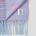 GANNI Fringed Wool Scarf - Light Pink