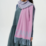 GANNI Fringed Wool Scarf - Light Pink