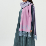 GANNI Fringed Wool Scarf - Light Pink