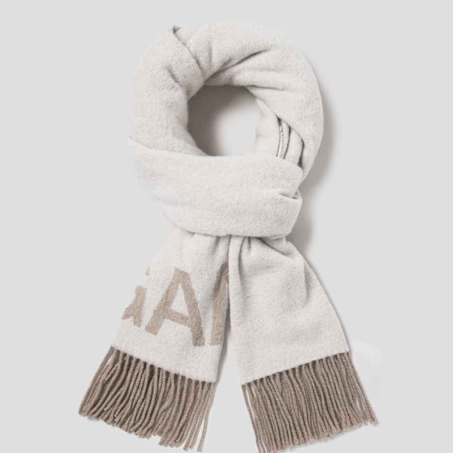 GANNI Fringed Wool Scarf – Egret