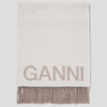 GANNI Fringed Wool Scarf – Egret