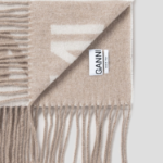 GANNI Fringed Wool Scarf – Egret