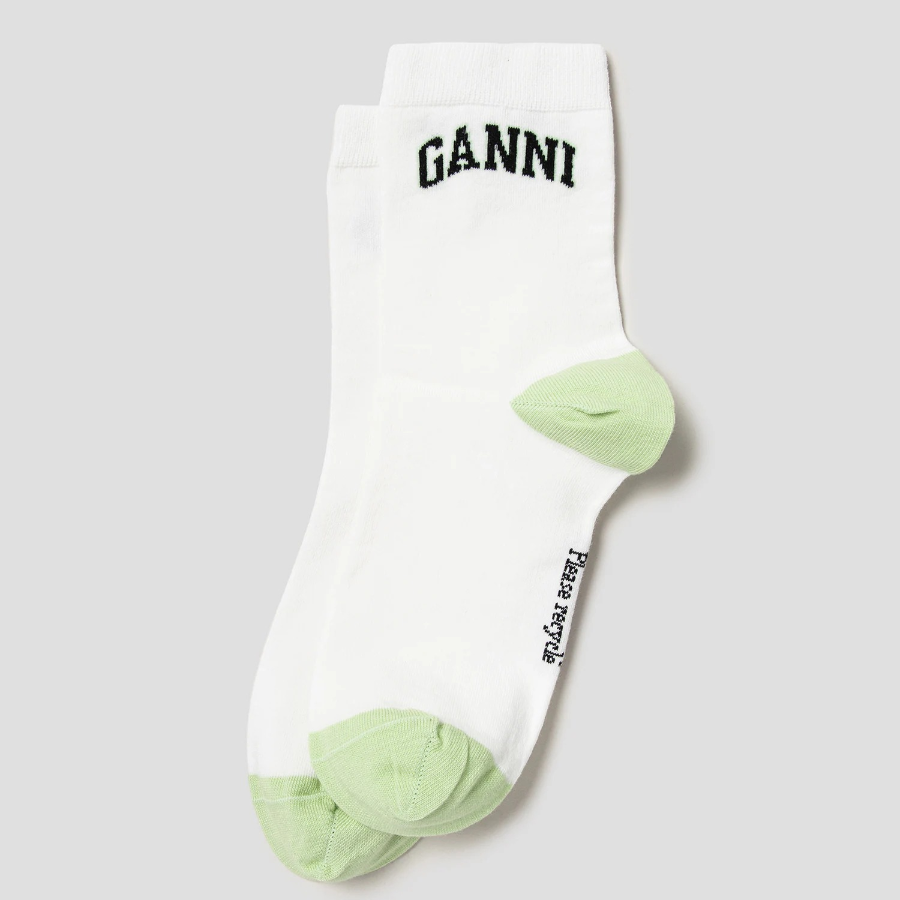 GANNI Print Socks – Egret