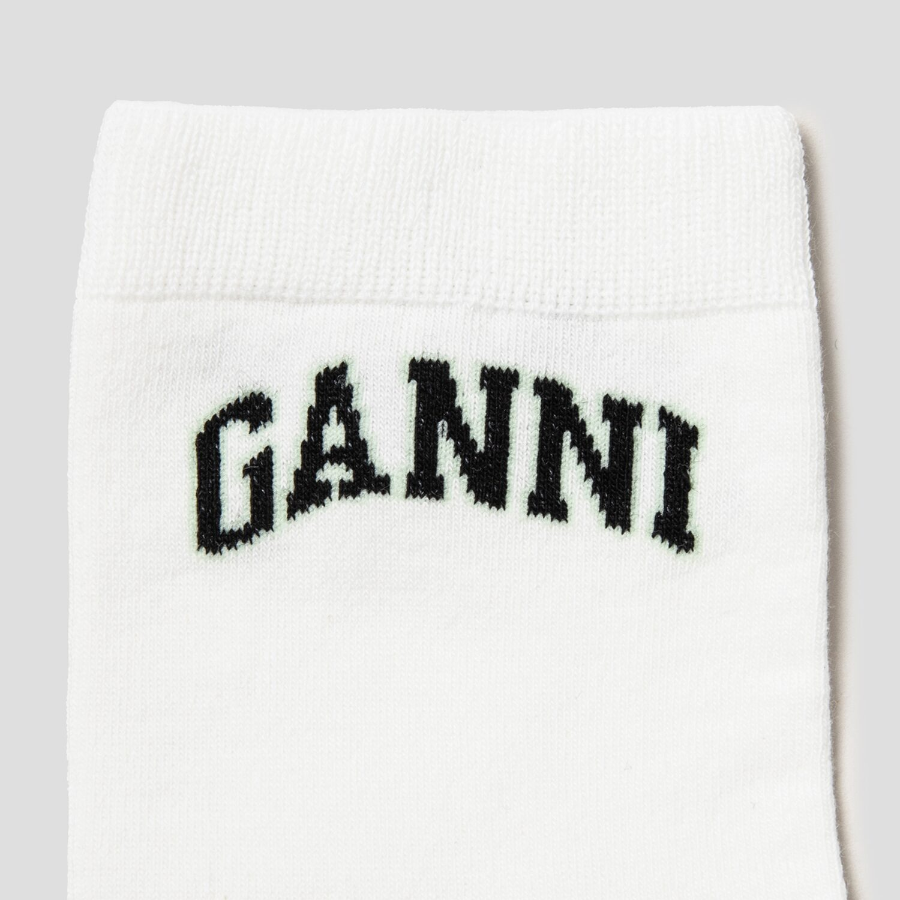 GANNI Print Socks – Egret