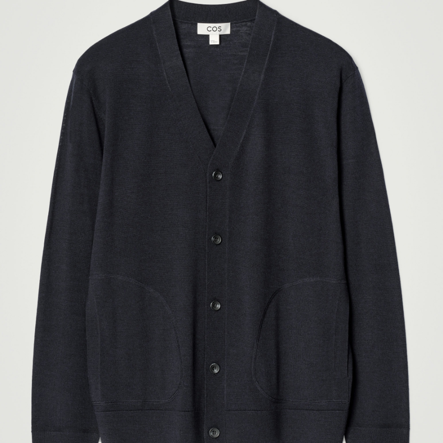 COS Merino Wool V-Neck Cardigan – Navy