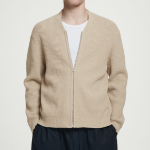 COS Bouclé Knit V-Neck Zip Cardigan – Mole