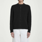 COS Bouclé Knit V-Neck Zip Cardigan – Black