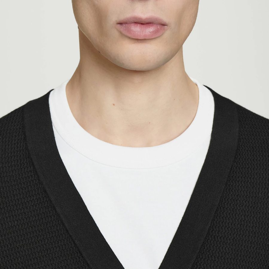 COS Textured Knit Cotton V-Neck Cardigan – Black