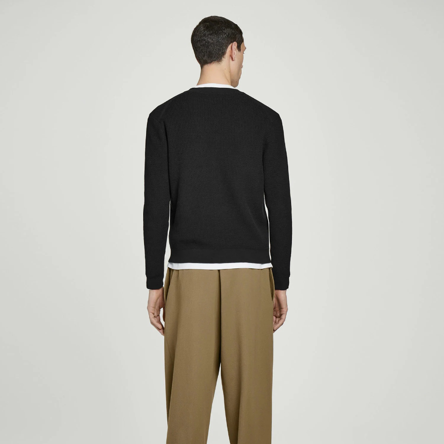 COS Textured Knit Cotton V-Neck Cardigan – Black