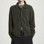 COS Bouclé Knit Merino Wool Cardigan – Dark Green