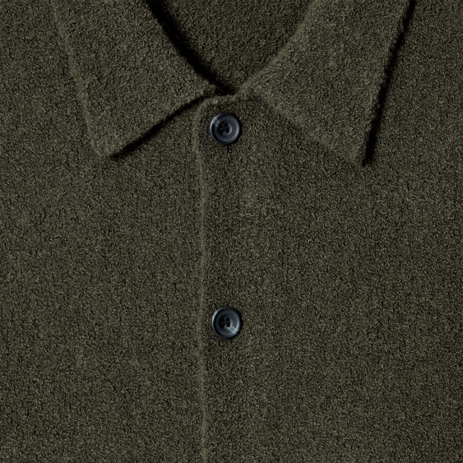 COS Bouclé Knit Merino Wool Cardigan – Dark Green