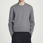 COS Double-Face Bomber Neck Knit Sweater – Grey