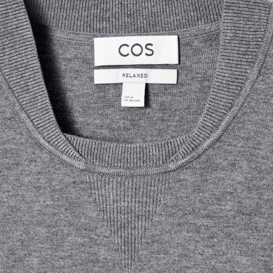 COS Double-Face Bomber Neck Knit Sweater – Grey