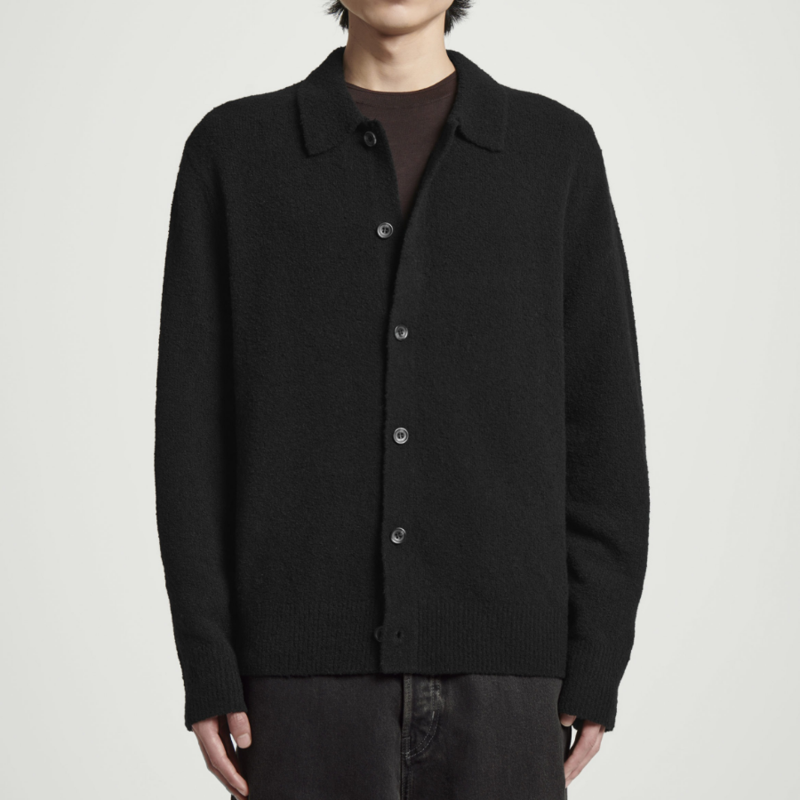COS Bouclé Knit Merino Wool Cardigan – Black