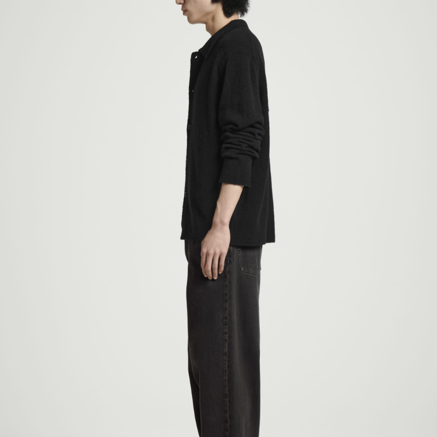 COS Bouclé Knit Merino Wool Cardigan – Black