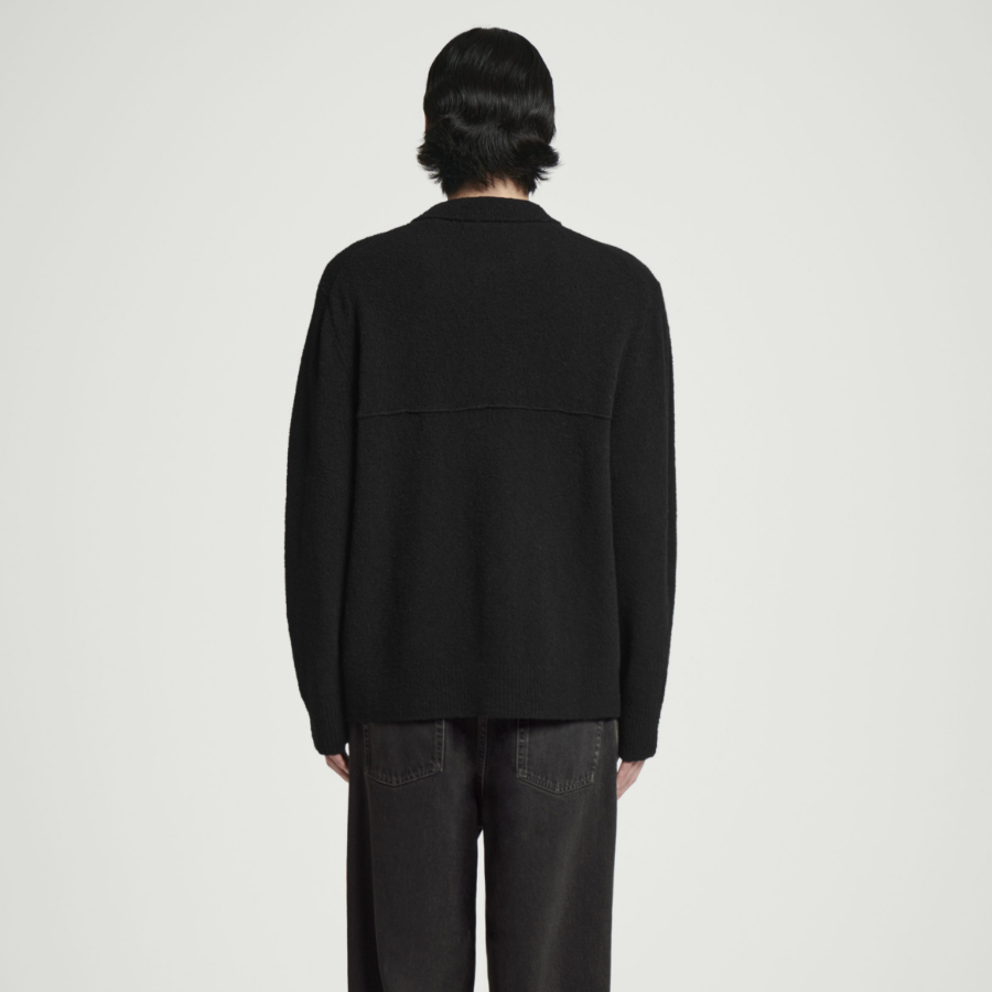 COS Bouclé Knit Merino Wool Cardigan – Black