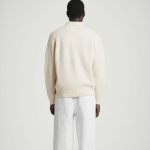 COS Collar Merino Wool Yak Blend Half Zip Sweater – Off White