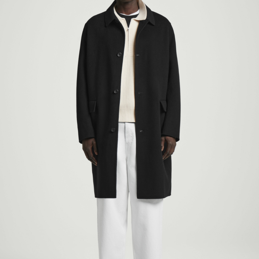 COS Collar Merino Wool Yak Blend Half Zip Sweater – Off White