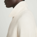 COS Collar Merino Wool Yak Blend Half Zip Sweater – Off White
