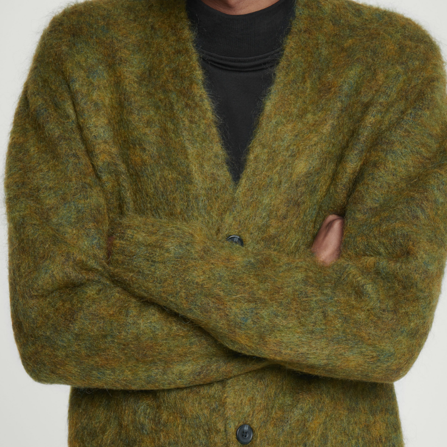 COS Space Dye Mohair Blend Cardigan – Green