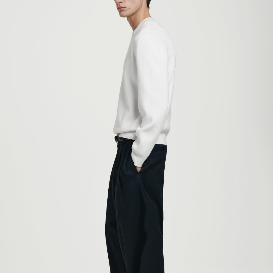 COS Double-Face Bomber Neck Knit Sweater – Off White