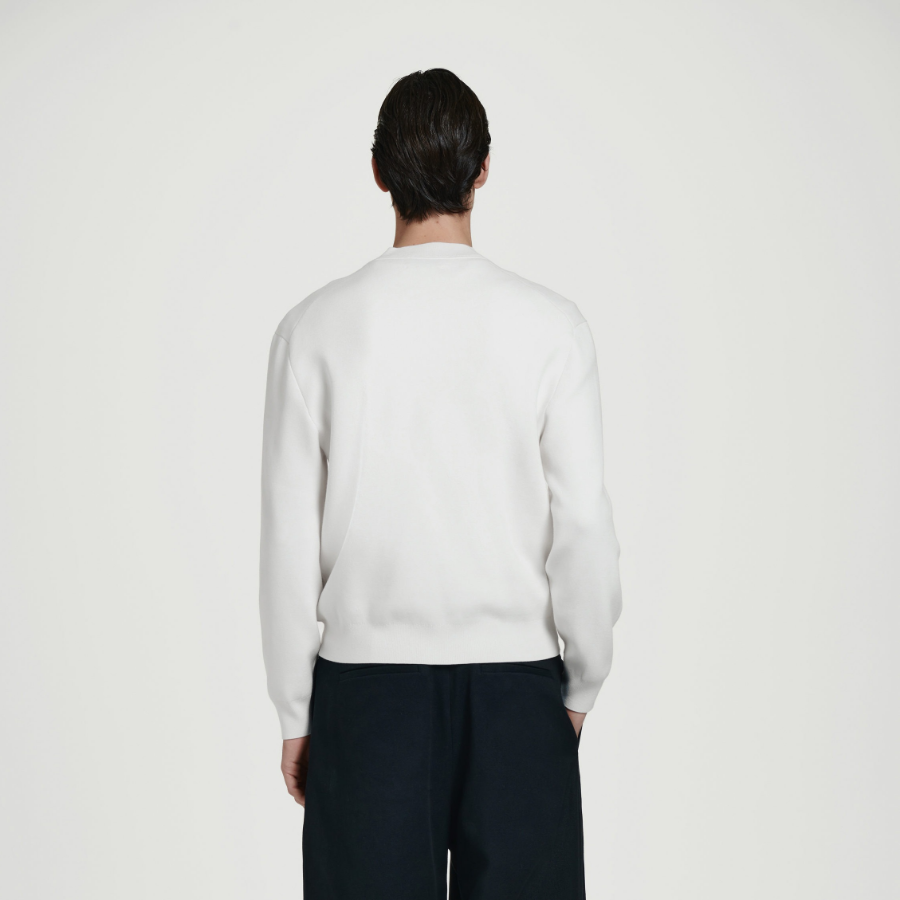 COS Double-Face Bomber Neck Knit Sweater – Off White