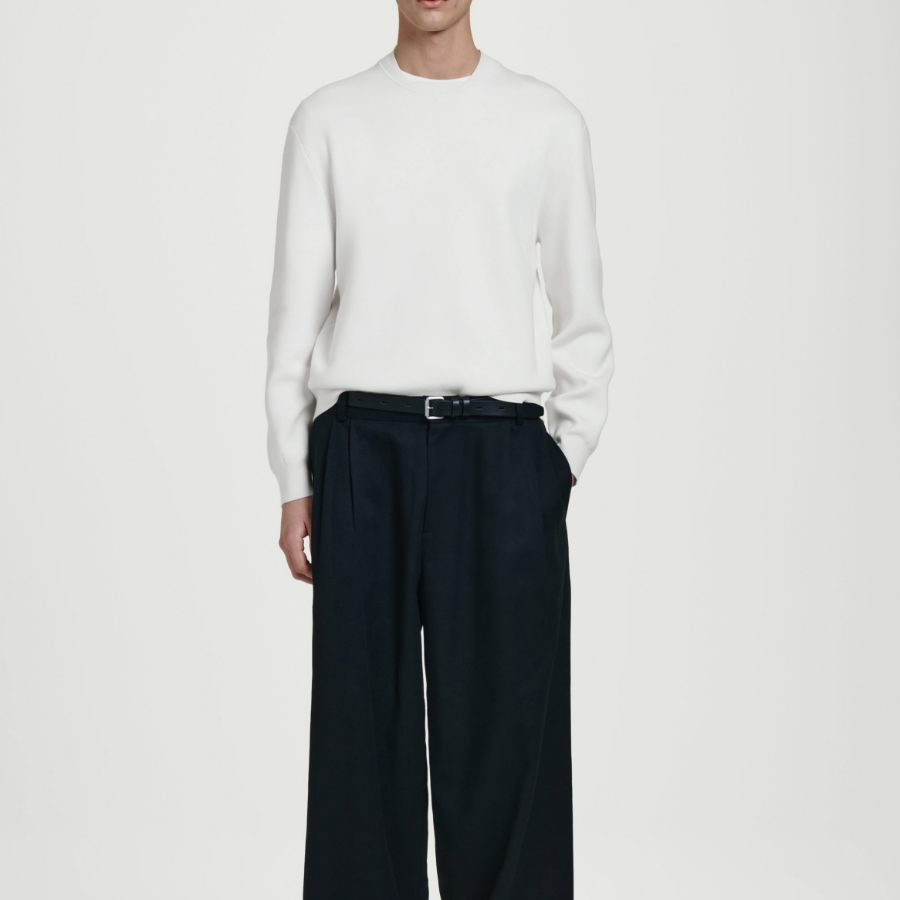 COS Double-Face Bomber Neck Knit Sweater – Off White