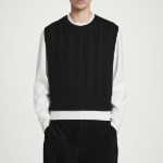 COS Cable Knit Wool Hybrid Vest – Black
