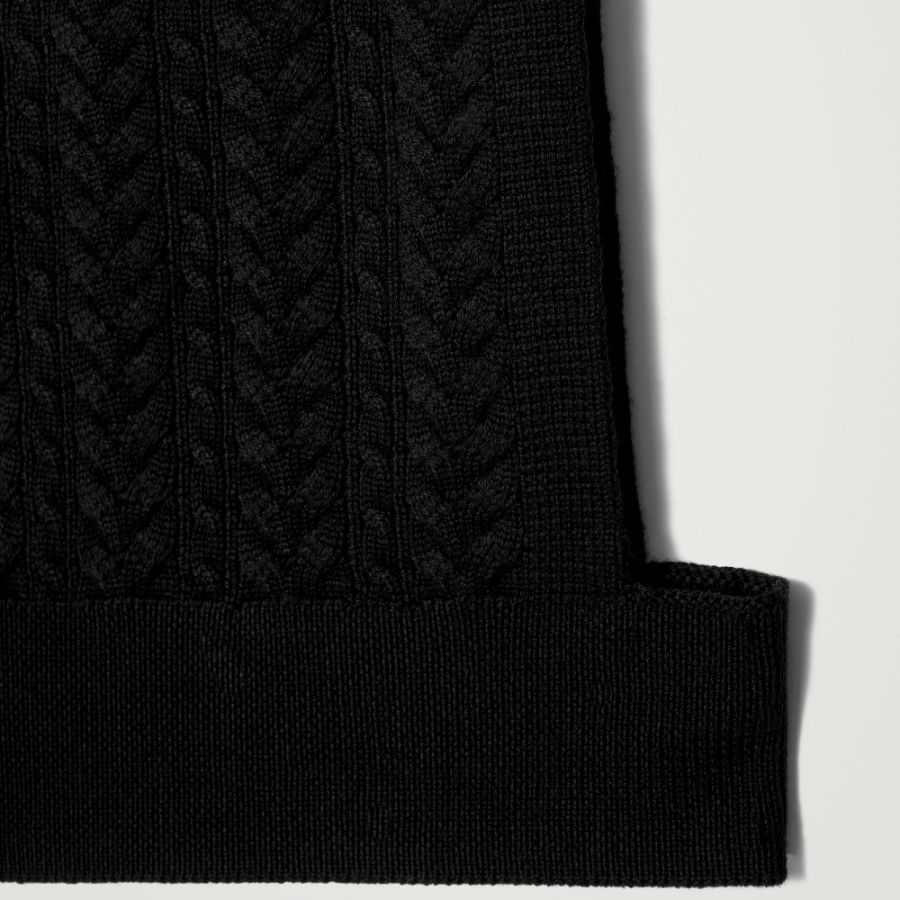COS Cable Knit Wool Hybrid Vest – Black