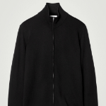 COS Funnel Neck Merino Wool Zip-Up Cardigan – Black