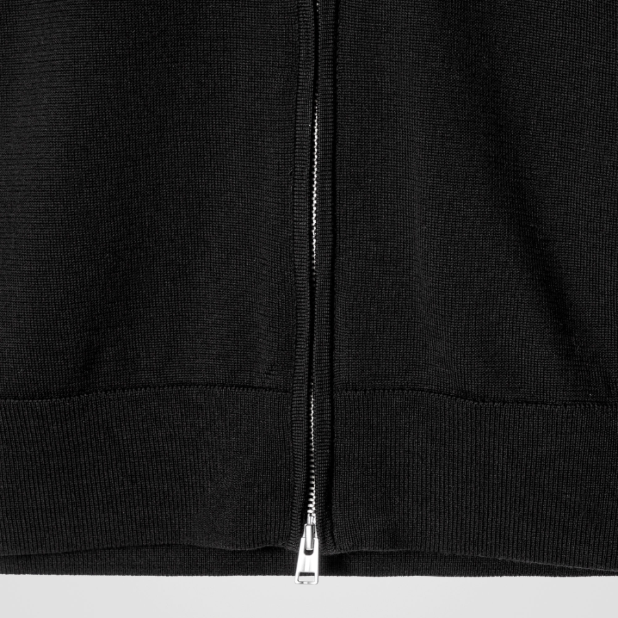 COS Funnel Neck Merino Wool Zip-Up Cardigan – Black