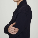 COS Shawl Collar Ribbed Merino Wool Sweater – Navy