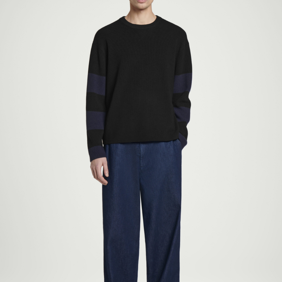 COS Stripe Merino Wool Sweater – Black / Stripe