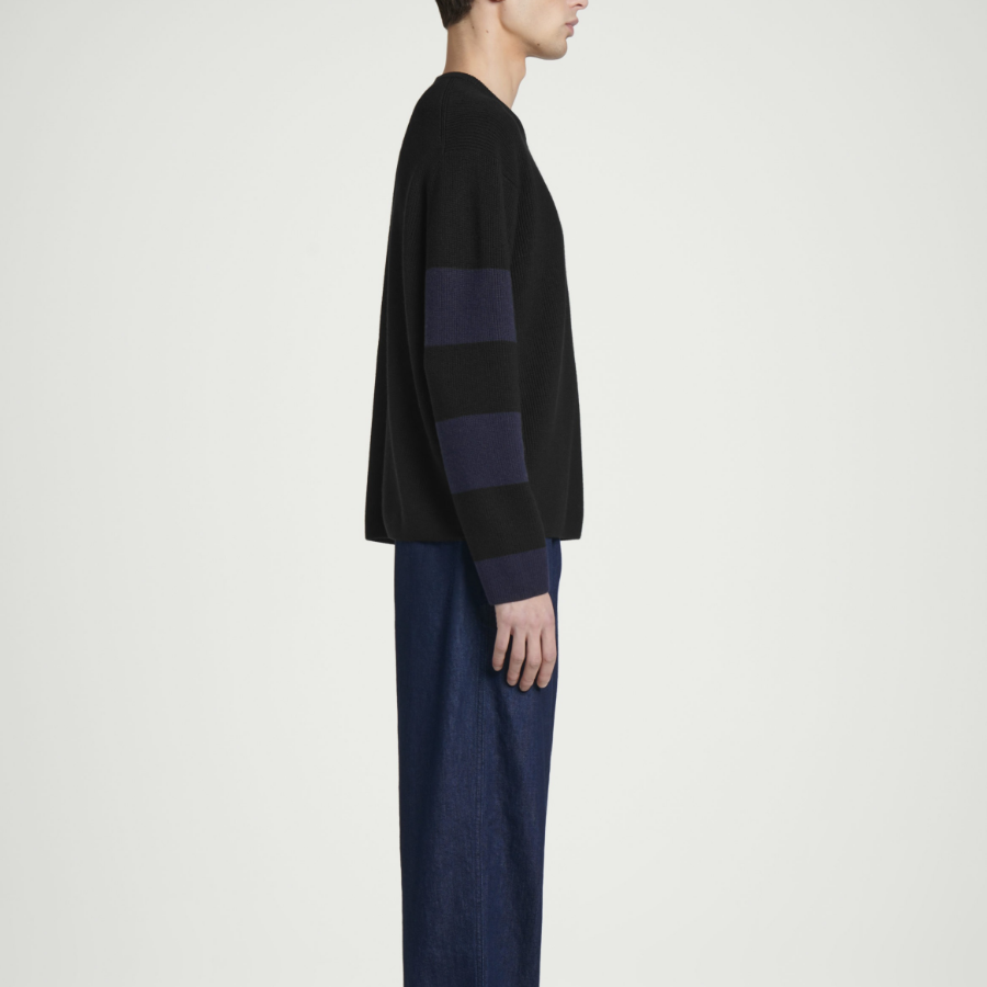 COS Stripe Merino Wool Sweater – Black / Stripe