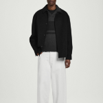 COS Stripe Double-Faced Knit Polo Shirt – Charcoal / Stripe