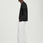 COS Stripe Double-Faced Knit Polo Shirt – Charcoal / Stripe