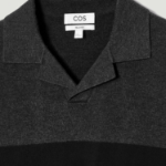 COS Stripe Double-Faced Knit Polo Shirt – Charcoal / Stripe