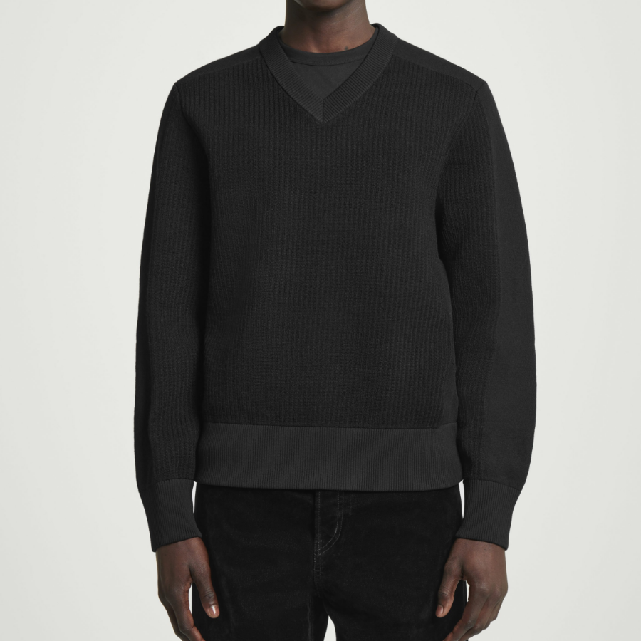 COS Panel Wool V-Neck Sweater – Black