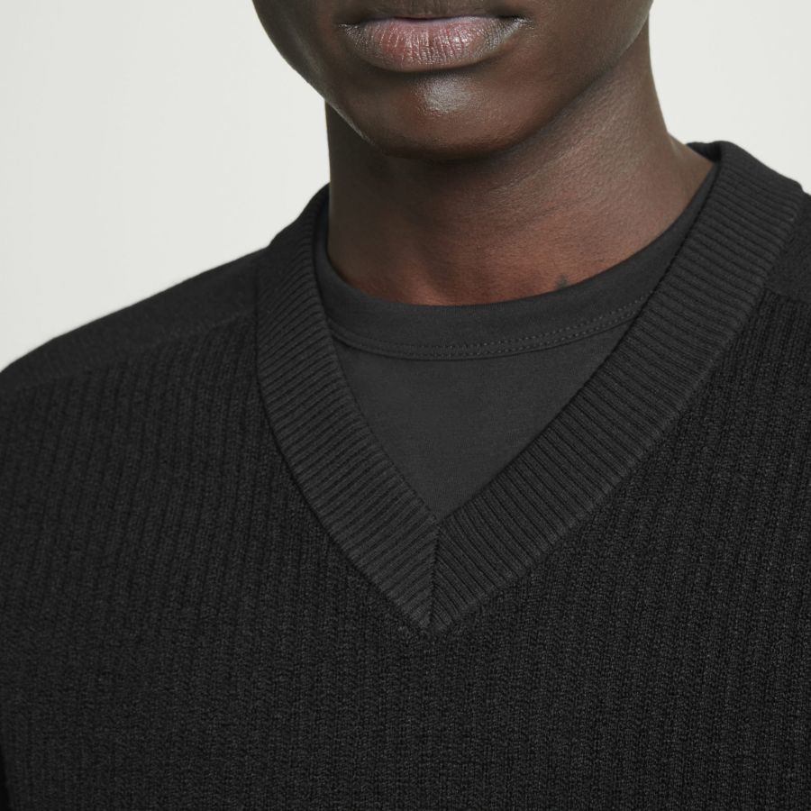 COS Panel Wool V-Neck Sweater – Black